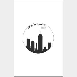 Indianapolis Indiana Circular Skyline Silhouette Posters and Art